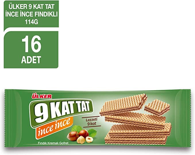 Ülker 9 Kat Tat İnce Fındıklı Gofret 114 g 16'lı Paket resmi