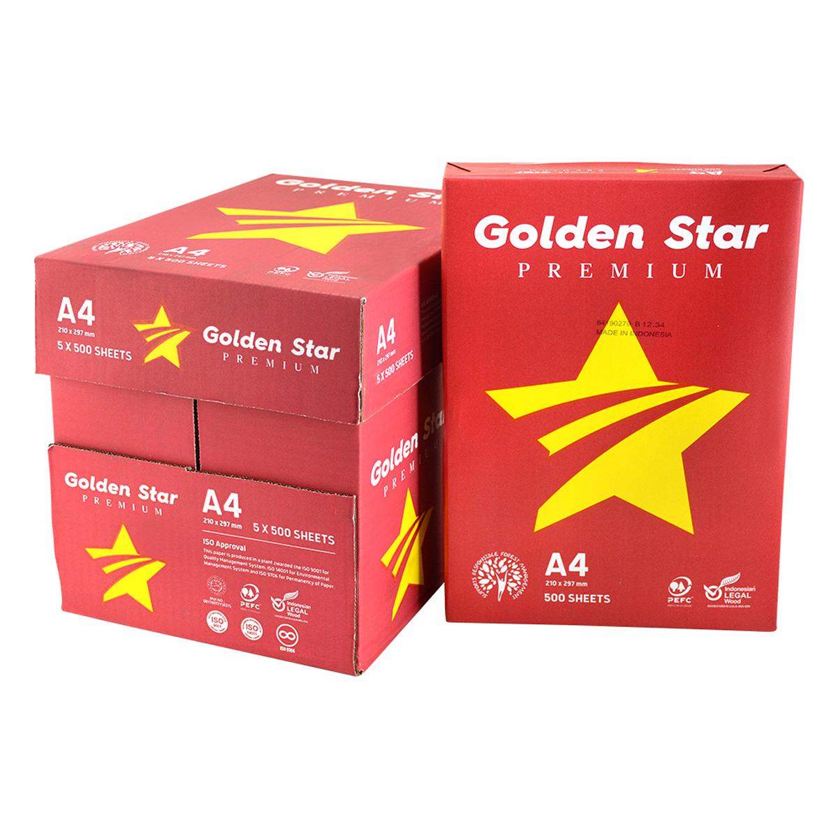 Golden Star A4 Fotokopi Kağıdı 80 g 1 Koli 2500 Yaprak 5 paket x 500 yaprak  resmi