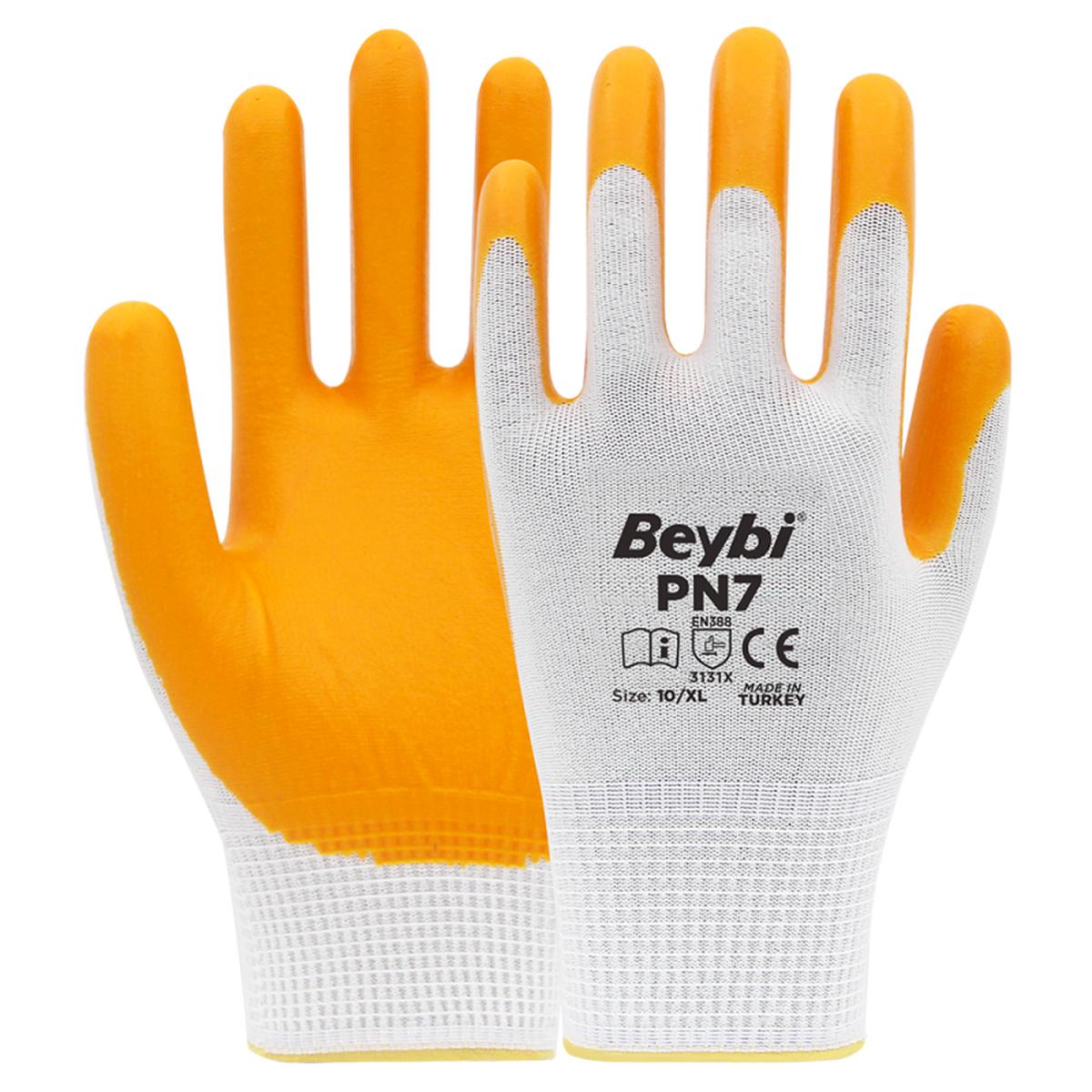 Beybi PN7 Polyester Örme Nitril Eldiven No:10 resmi