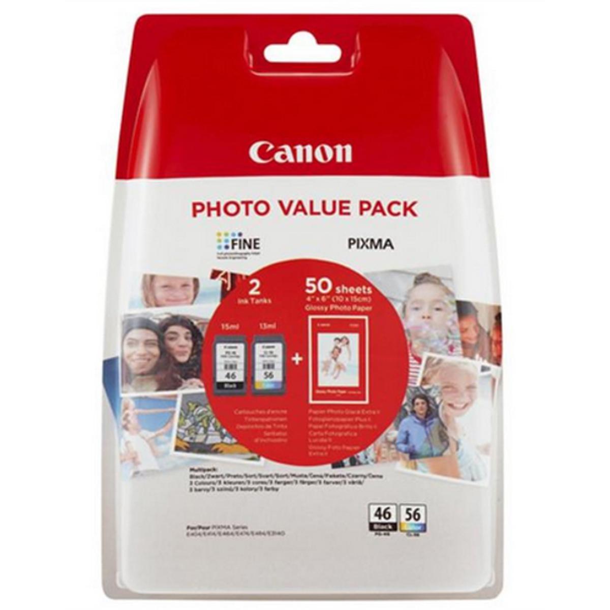 Canon PG-46L/CL-56 Orijinal Dört Renkli Kartuş Fotoğraf Kağıdı Hediyeli! - (9059B003) resmi