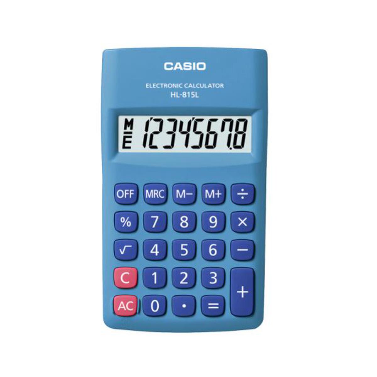 Casio HL-815-BU 8 Haneli Cep Tipi Hesap Makinesi - Mavi resmi