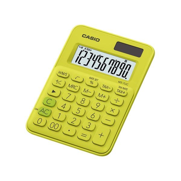 Casio MS-7UC-YG 10 Hane Limon Yeşili Masaüstü Hesap Makinesi resmi