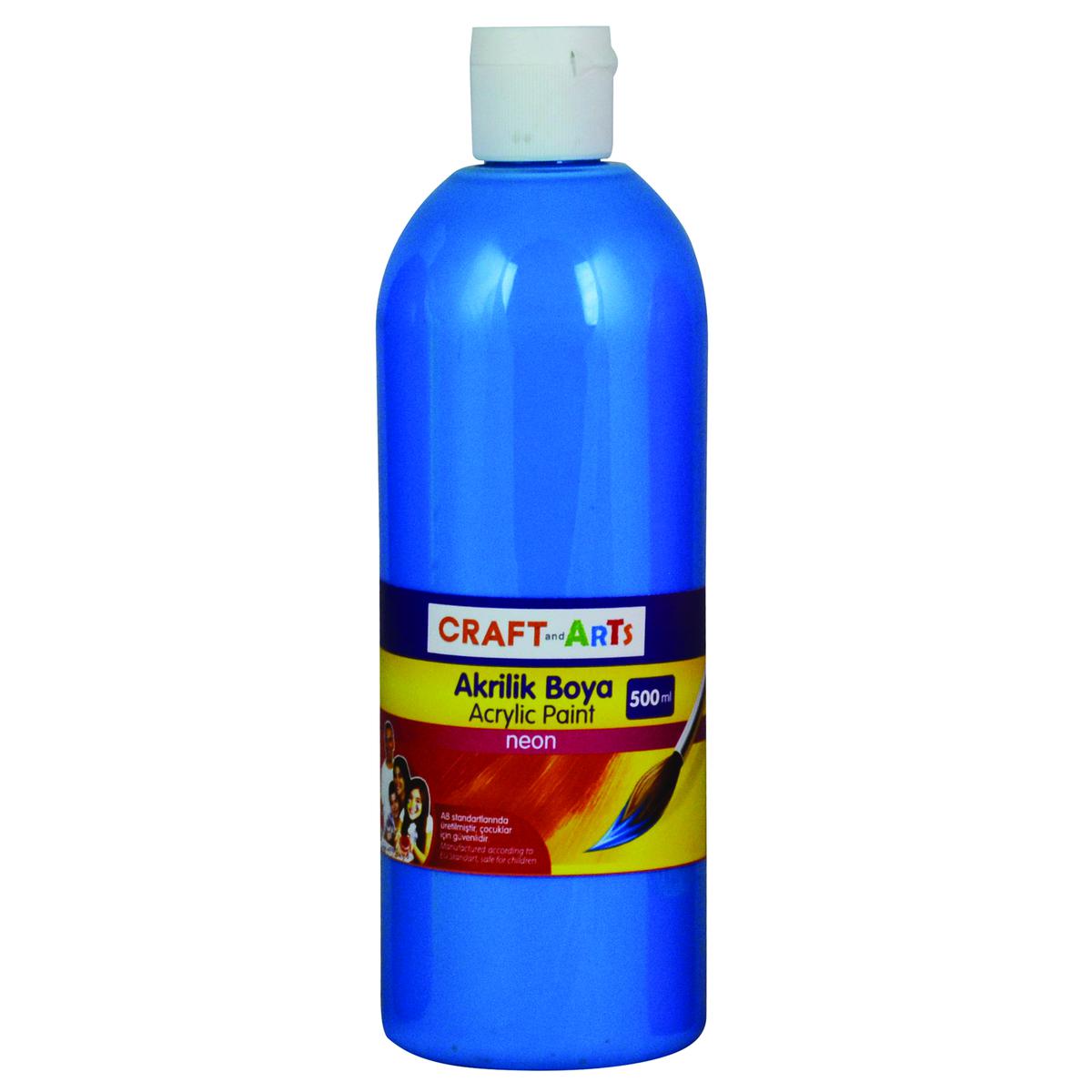 Craft And Arts Akrilik Boya 500 ml - Neon Mavi resmi