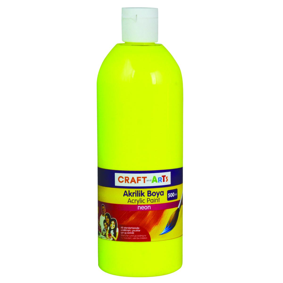 Craft And Arts Akrilik Boya 500 ml - Neon Sarı resmi