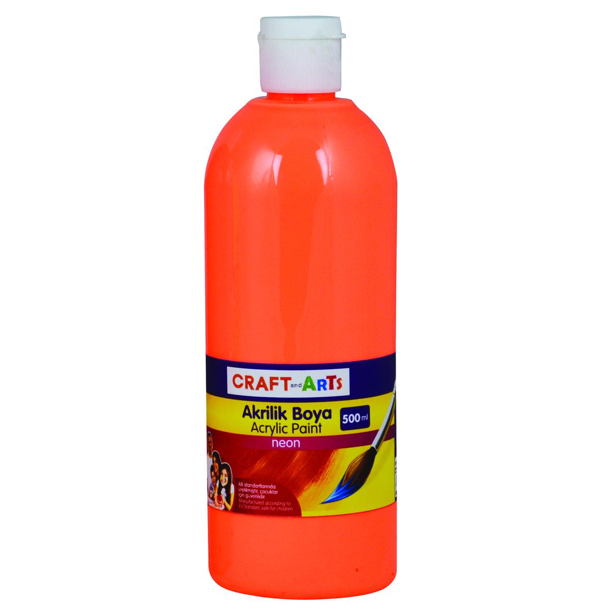 Craft And Arts Akrilik Boya 500 ml - Neon Turuncu resmi