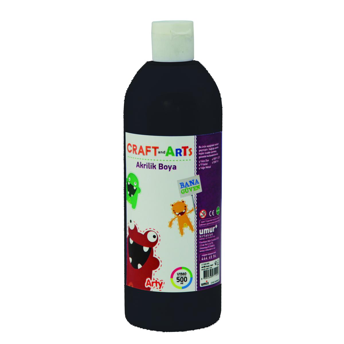 Craft And Arts Akrilik Boya 500 ml - Siyah resmi