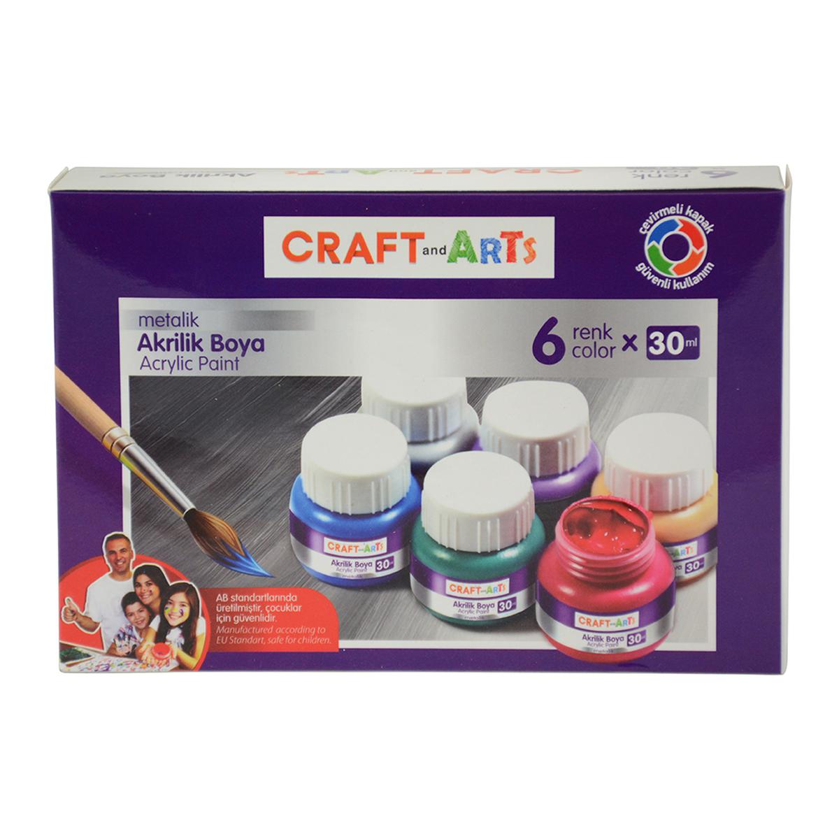 Craft And Arts Akrilik Boya 6'lı Metalik Renk 30 ml resmi