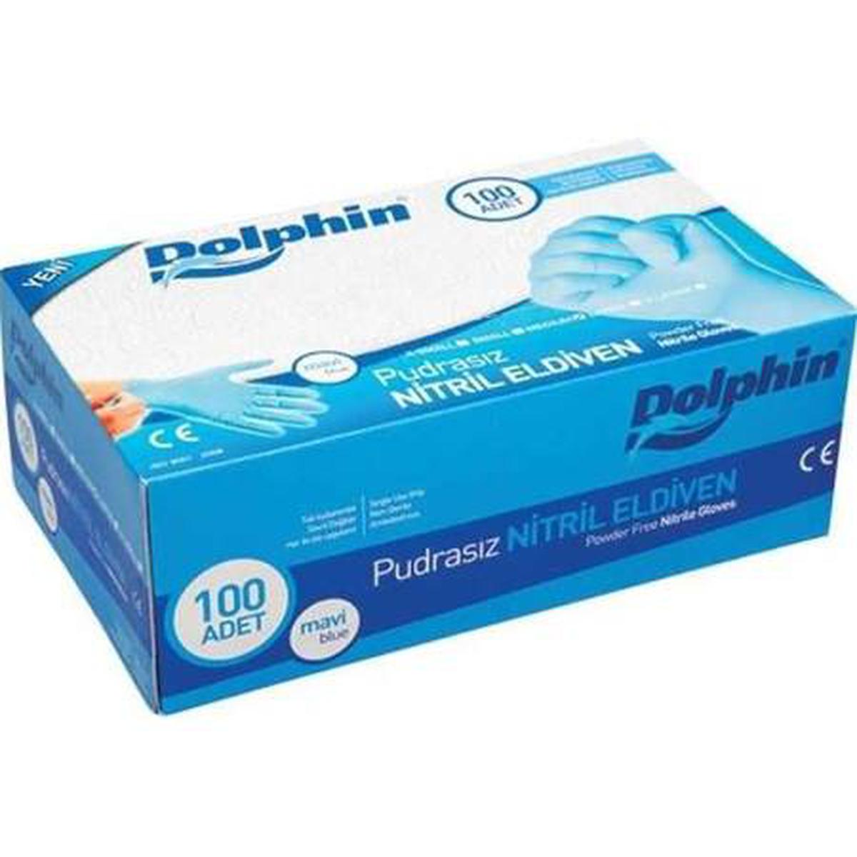 Dolphin Pudrasız Nitril Eldiven (Mavi) S 100'lü Paket resmi