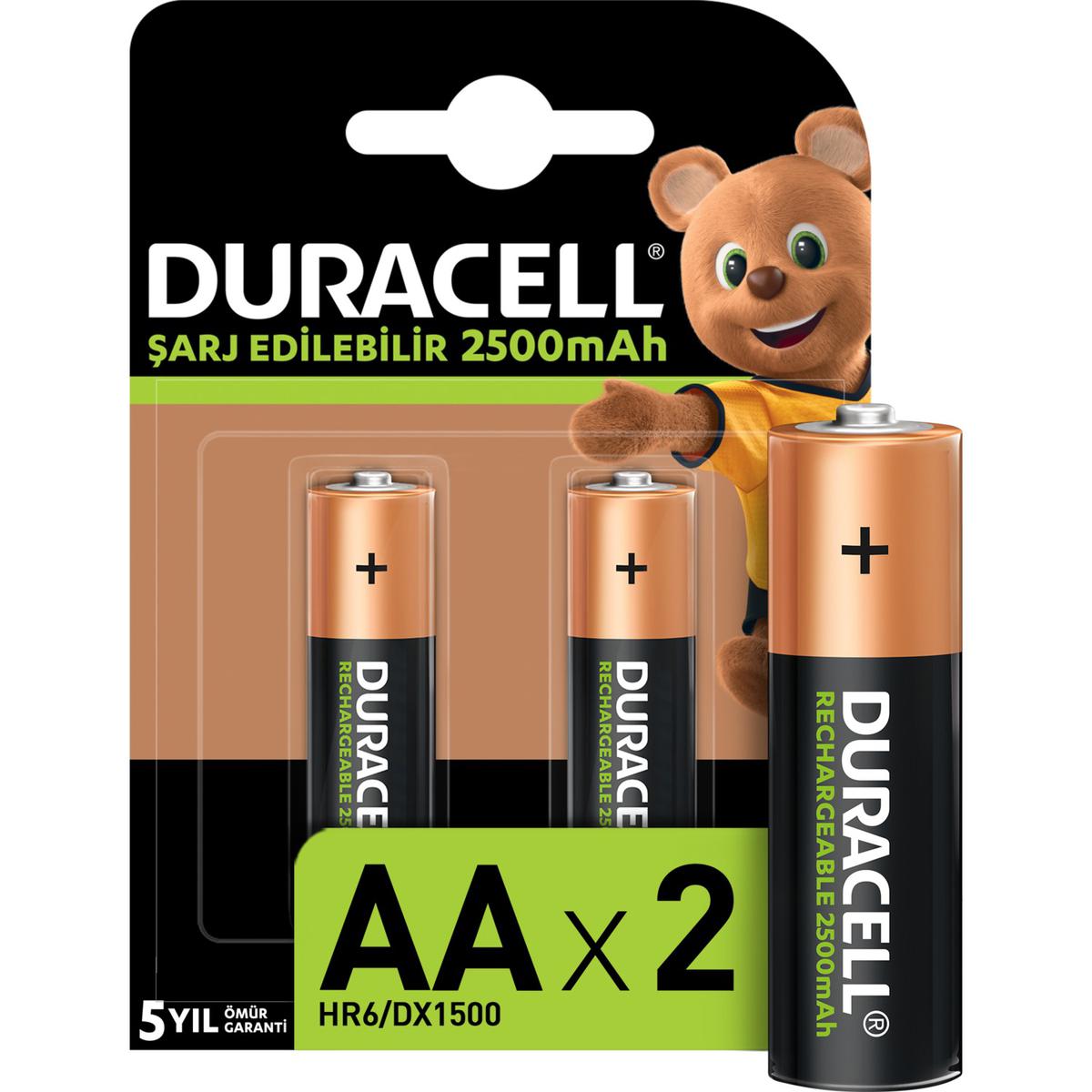 Duracell 2500 mAh Şarj Edilebilir AA Kalem Pil 2'li resmi