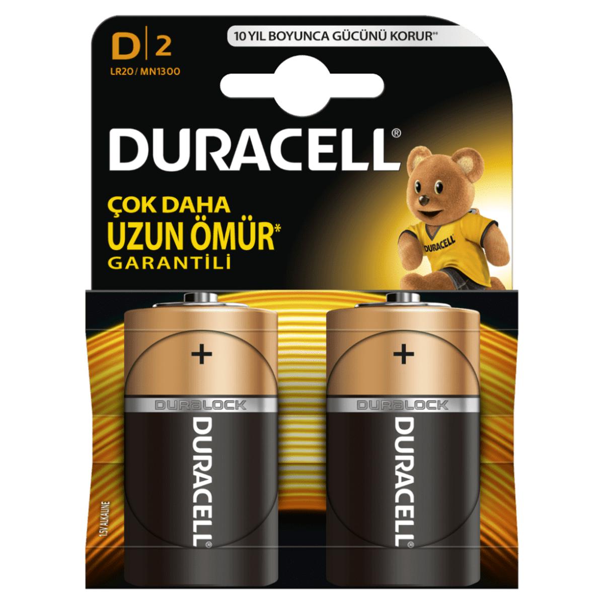 Duracell LR20 Alkalin D Büyük Boy Pil 2’li resmi