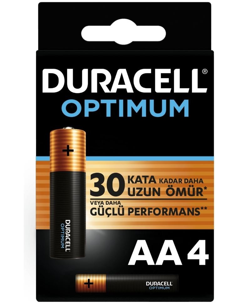 Duracell Optimum Aa Alkalin İnce Pil, 1,5 V Lr6 MN1500, 4’lü Paket resmi