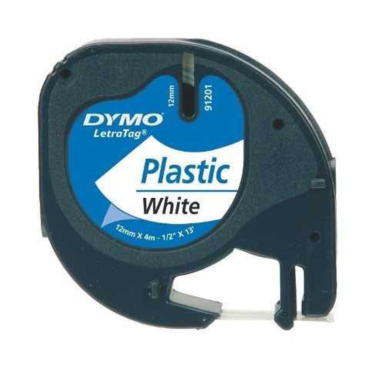 Dymo Letratag Plastik Etiket Kartuşu 12 mm x 4 m Beyaz resmi