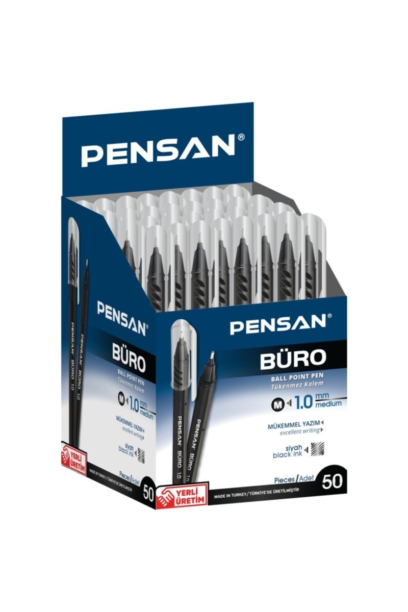 Pensan 2270 Büro Tükenmez Kalem 1.0 mm Siyah 50'li Paket resmi