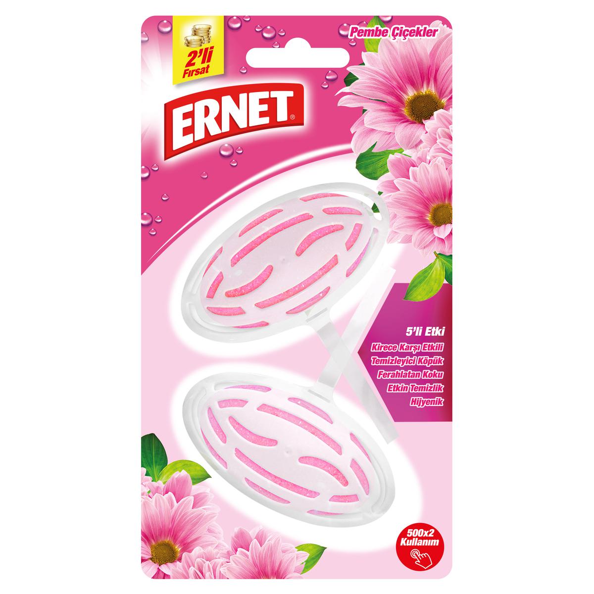 Ernet Küp Klozet Blok Beyaz/Pembe Çiçekl 2 X 40g resmi