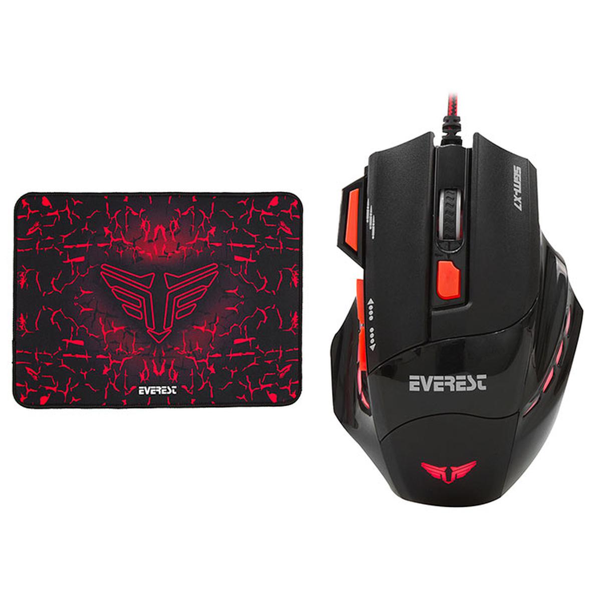 Everest SGM-X7 Usb Siyah 2in1 7200dpi Makrolu Oyuncu Mouse +Gaming Mouse Pad resmi