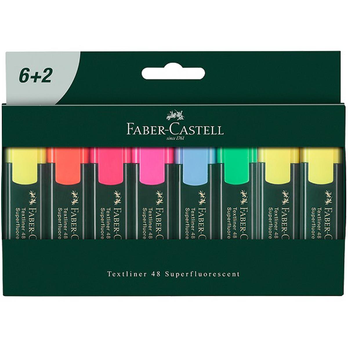 Faber-Castell 1548 Fosforlu Kalem 6+2 Li Paket resmi