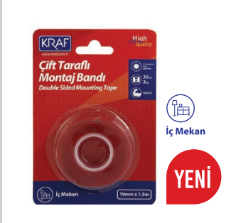 Kraf 2530G Çift Taraflı İç Mekan Montaj Bandı 19 mm x 1,5 m  resmi