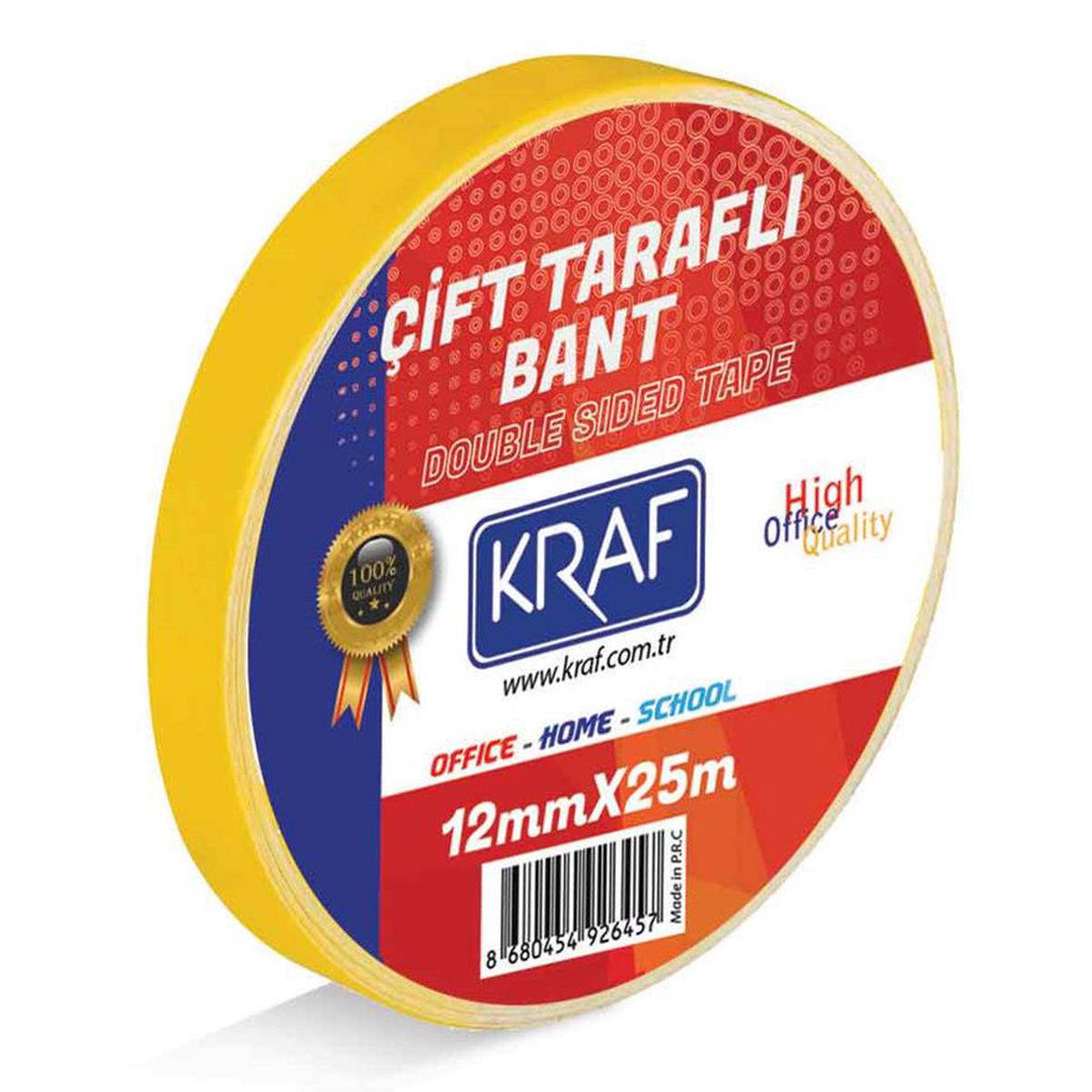 Kraf 2512G Çift Taraflı Bant 12 mm x 25 m resmi