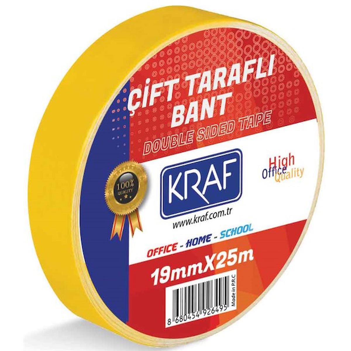 Kraf 2519G Çift Taraflı Bant 19 mm x 25 m  resmi