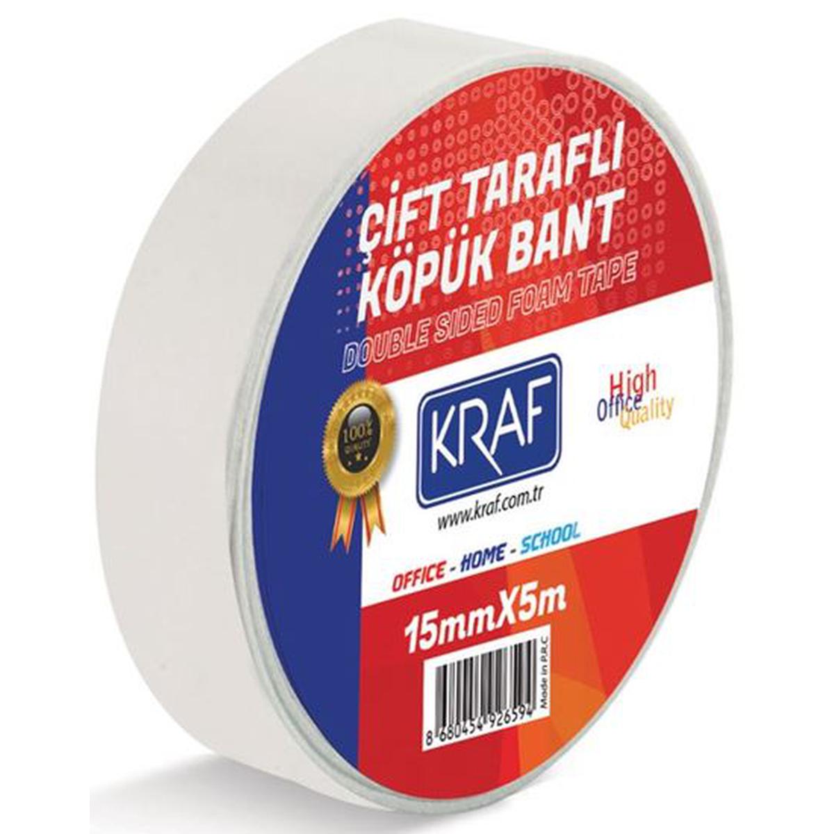 Kraf 5015G Çift Taraflı Köpük Bant 15 mm x 5 m resmi