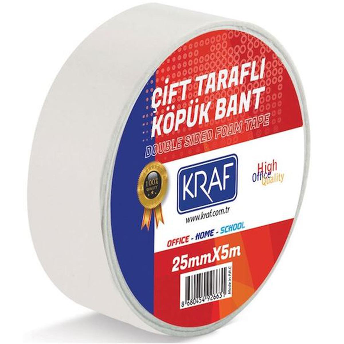 Kraf 5025G Çift Taraflı Köpük Bant 25 mm x 5 m resmi