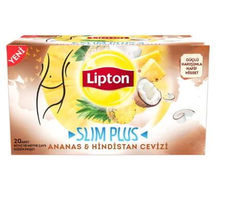 Lipton Slim Plus Ananas Hindistan Cevizi Bitki Çayı 20'li Paket resmi