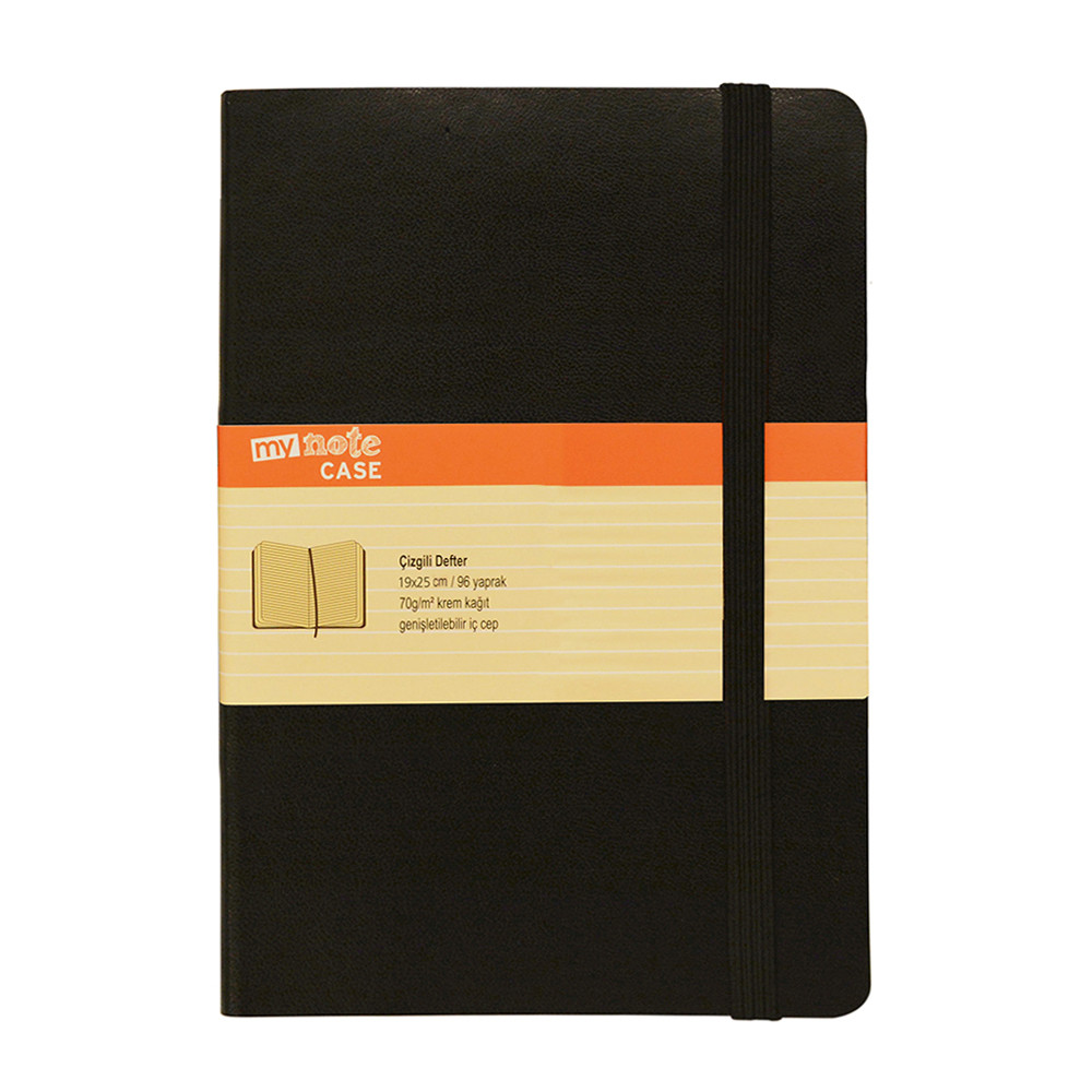 Mynote Case Soft Kapaklı Çizgili Defter 19 cm x 25 cm 96 Yaprak Siyah resmi