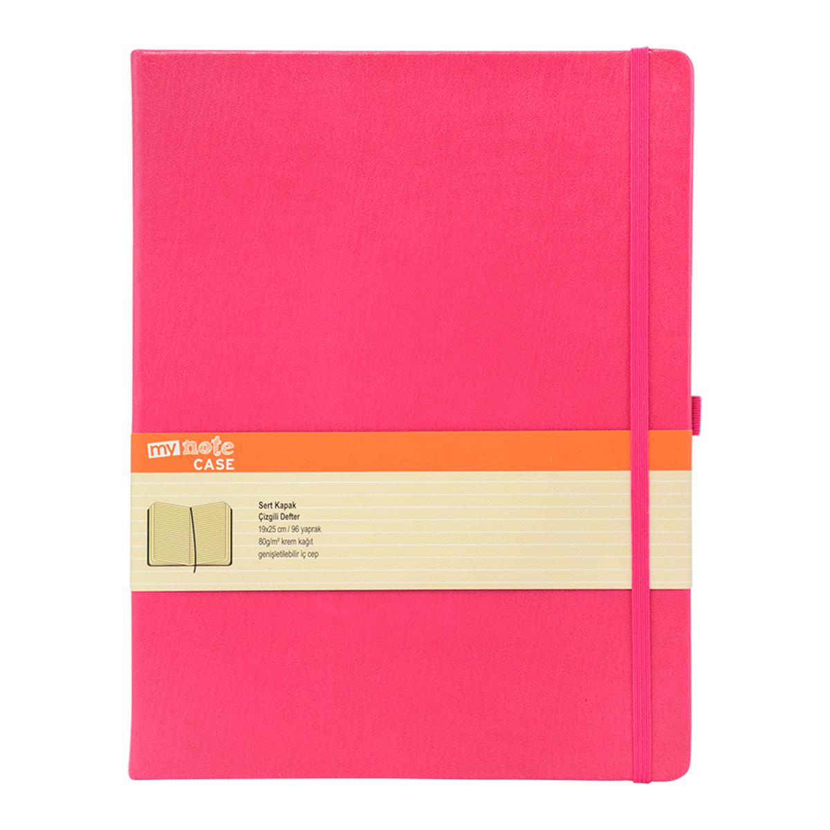 Mynote Case Sert Kapaklı Çizgili Defter 19 cm x 25 cm 96 Yaprak Pembe resmi