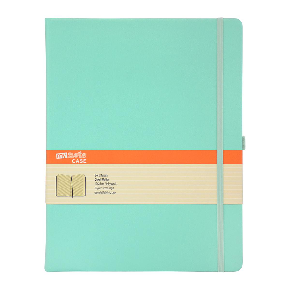 Mynote Case Sert Kapaklı Çizgili Defter 19 cm x 25 cm 96 Yaprak Turkuaz resmi