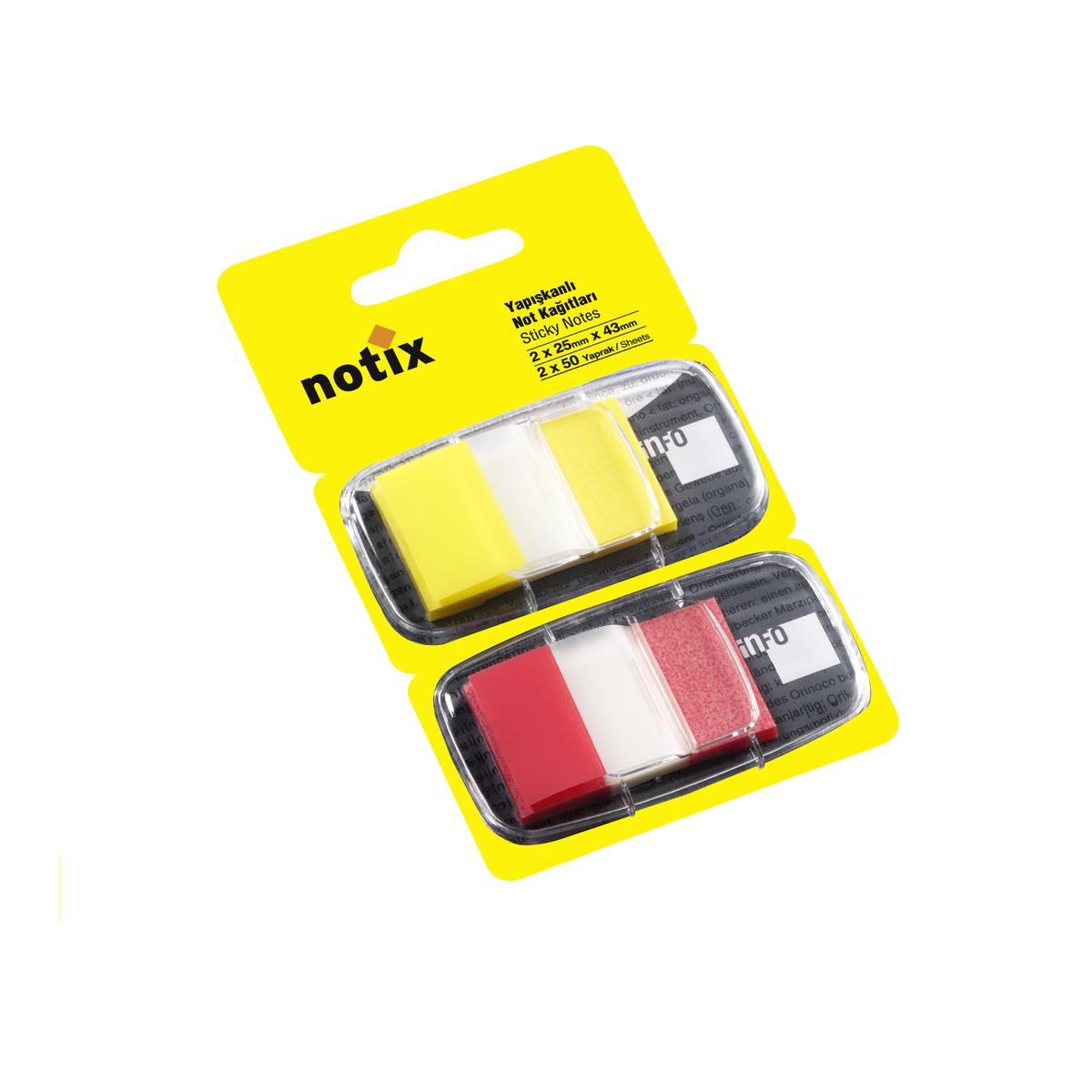 Notix Yapışkanlı Not Kağıdı Ayraç 25 mm x 43 mm 100 Yaprak (2x50) Karışık Renkli resmi