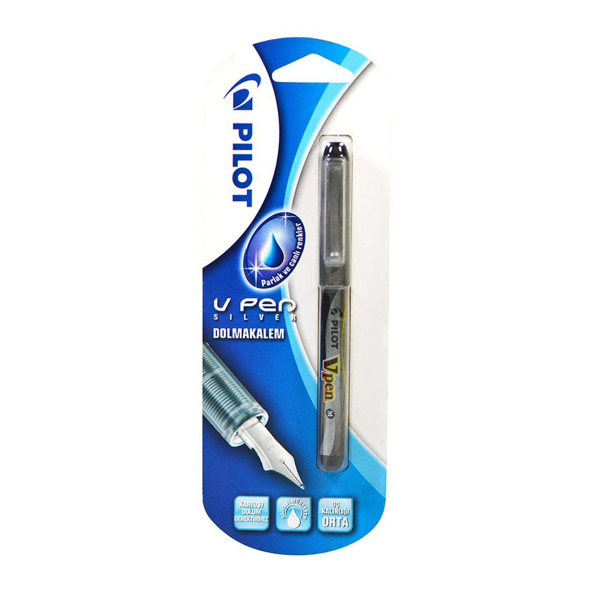 Pilot V-Pen Silver Dolma Kalem Siyah  resmi