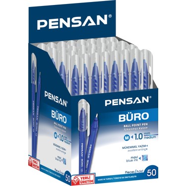 Pensan 2270 Büro Tükenmez Kalem 1.0 mm Mavi 50'li Paket resmi