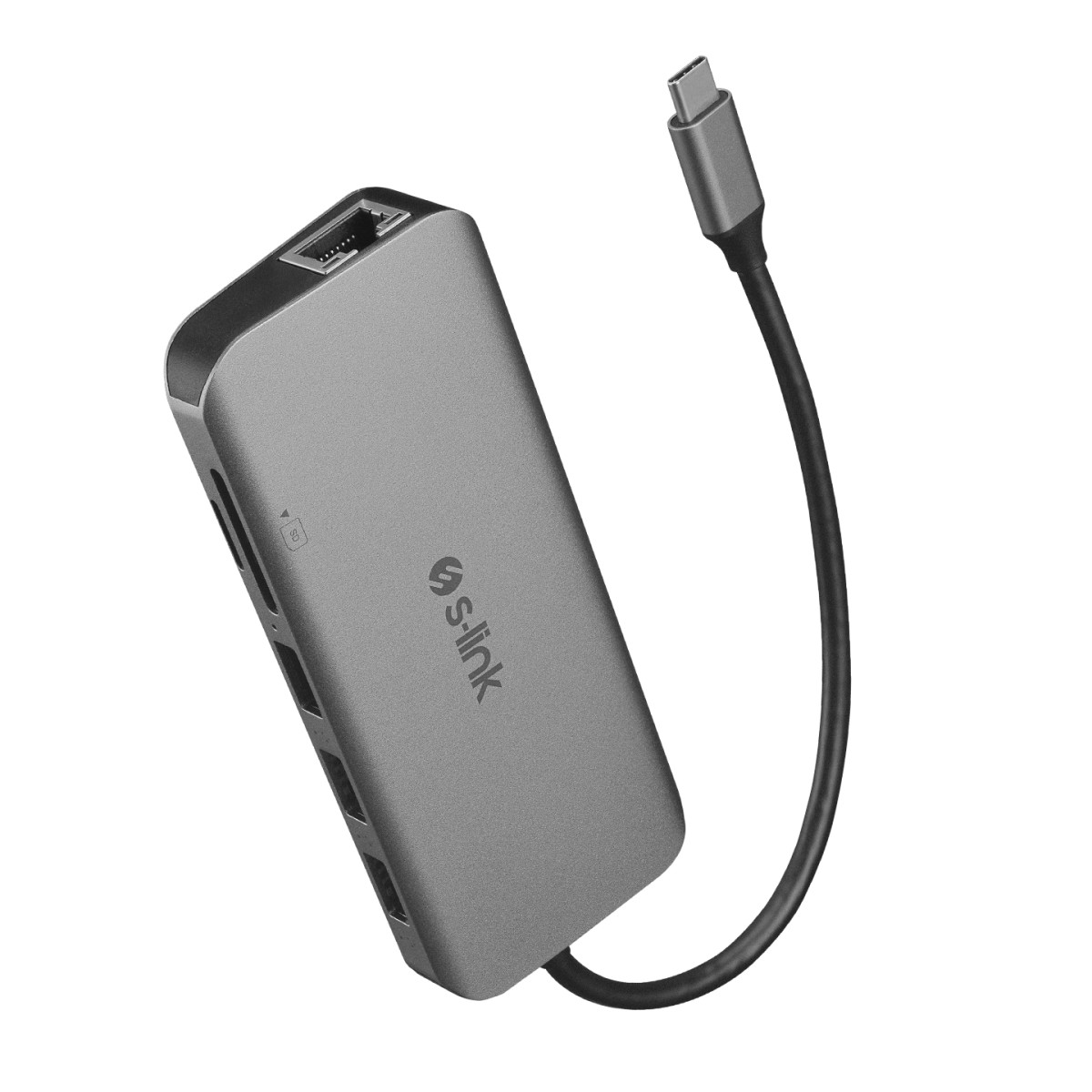 S-Link Swapp SW-U525 Gri Metal Pd Charge, Hdmı, Vga, Audio Sd/tf Card, Usb3.0, RJ45 Type C Adaptör resmi