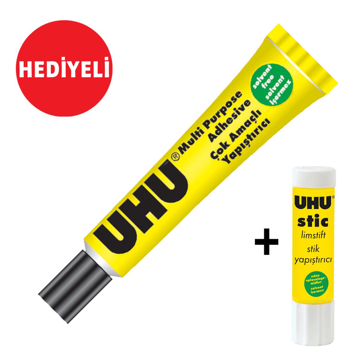 Uhu No:6 Çok Amaçlı Solventsiz Sıvı Yapıştırıcı 60 ml + Uhu Stick Yapıştırıcı Hediyeli! resmi