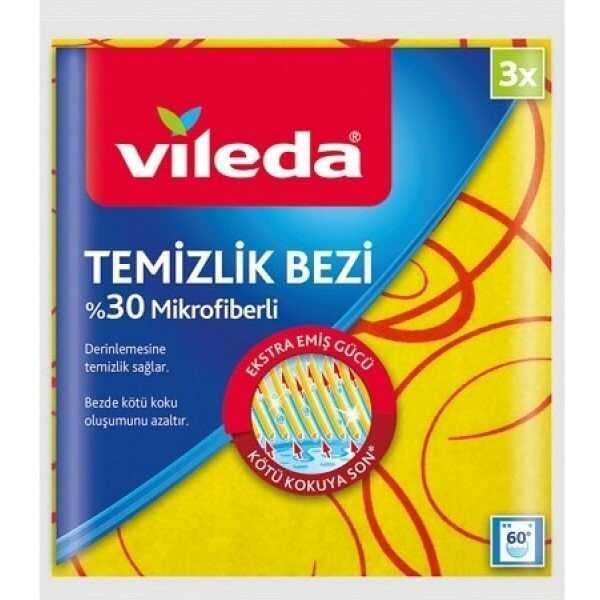 Vileda Temizlik Bezi 3'lü Sarı %30 Mikrofiber resmi