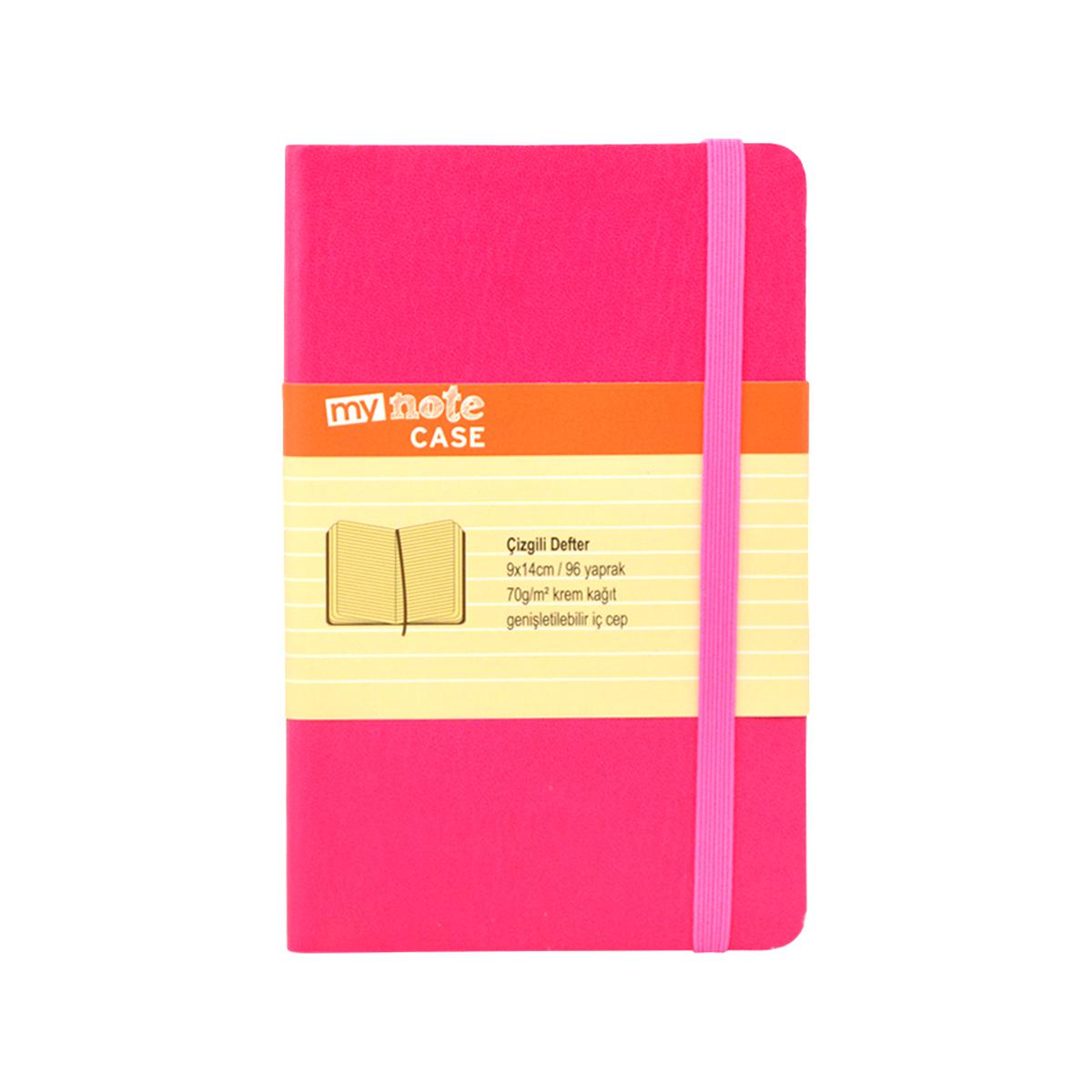 Mynote Case Soft Kapaklı Çizgili Defter 9 cm x 14 cm 96 Yaprak Pembe resmi