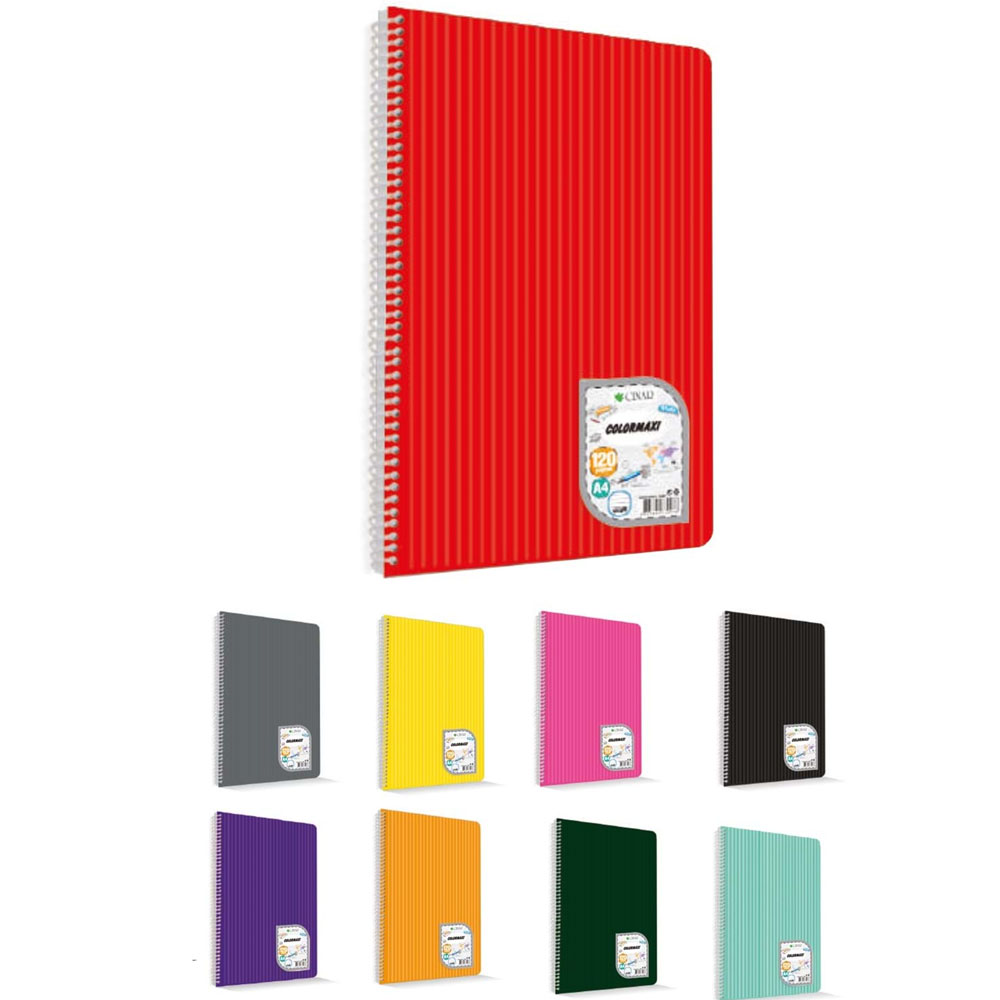 Çınar Colormaxi Spiralli Defter Plastik Kapak Kareli 120 YP A4 120/4 73008 resmi