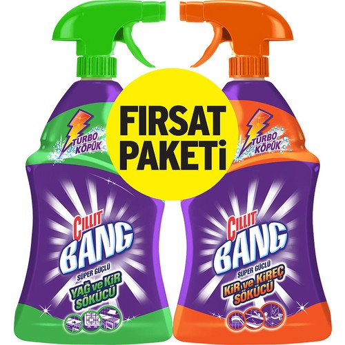 Cillit Bang Banyo ve Mutfak Temizleyici Yağ Çözücü & Kireç Sökücü Sprey 2'li Set (2x750 ml) resmi