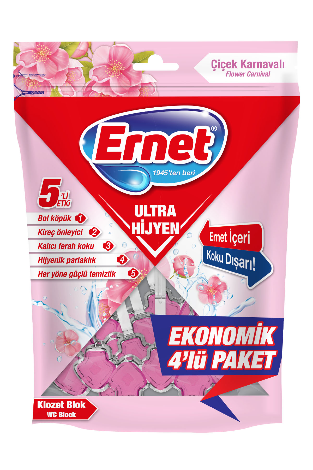 Ernet Klozet Ultra Hijyen Çiçek Karnavalı 4 x 50 g resmi