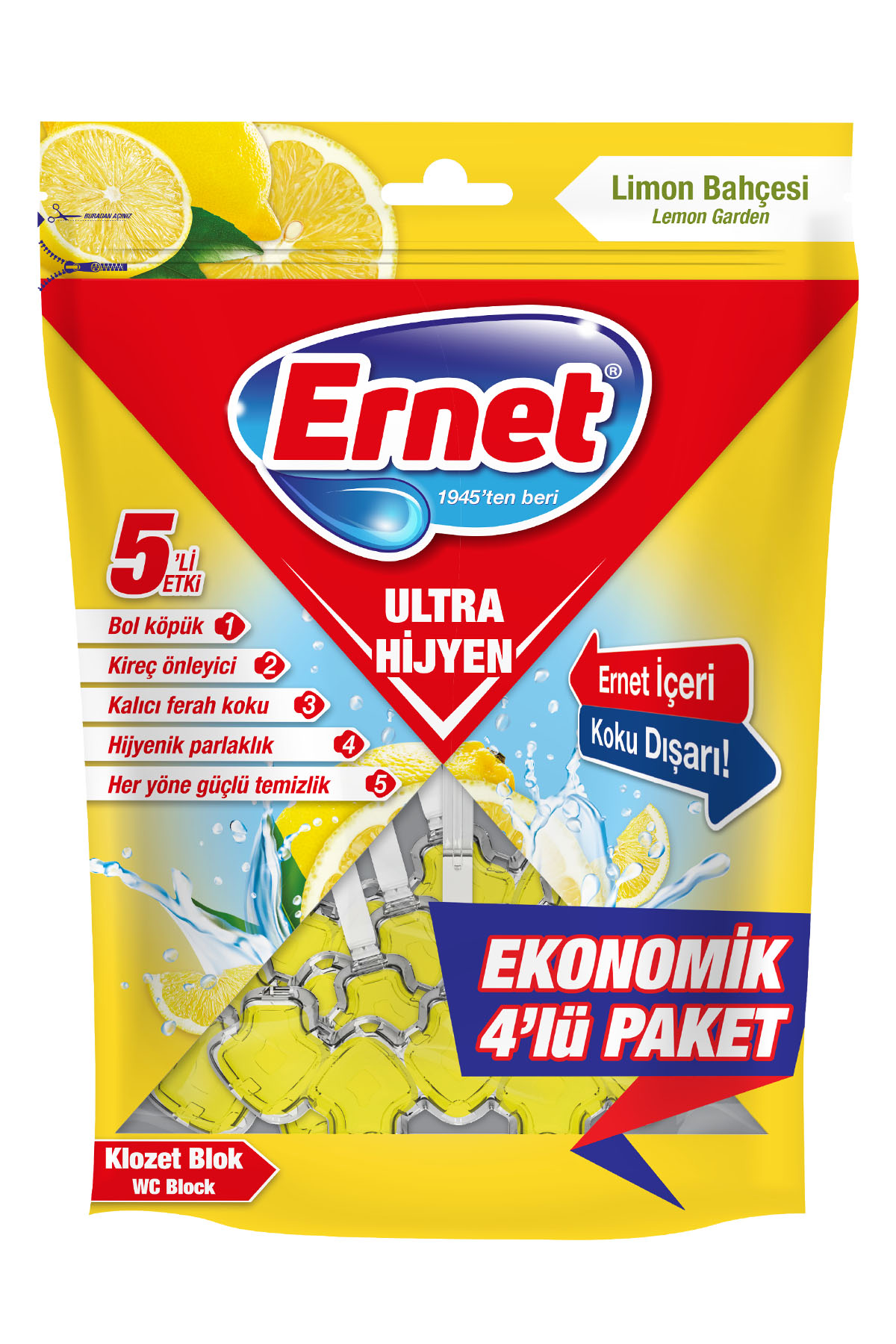 Ernet Klozet Ultra Hijyen Limon Bahçesi 4 x 50 g resmi